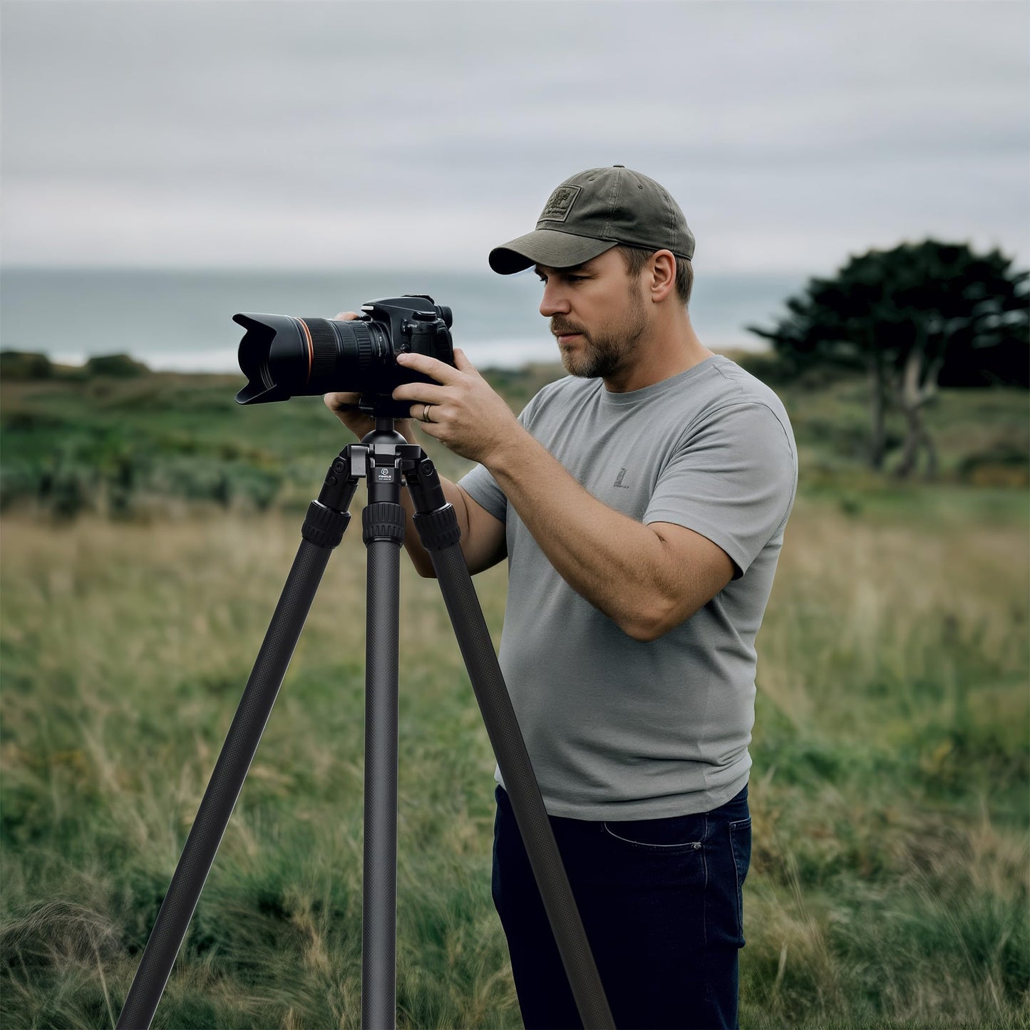 FANAUE ST-65 Carbon Fiber Tripod for Hunting with Arca Swiss QR Plate, Camera Tripod Stand for Photography, 360 Rotate Ball Head Adapter, Rifle Rest Saddle Mount