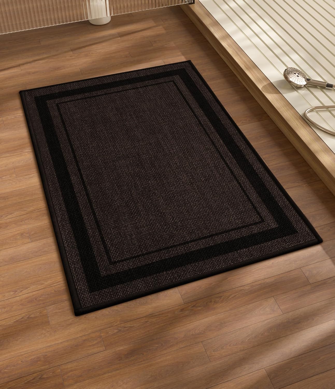 chakme Bathroom Rugs Mat 24x17, Ultra Thin Non Slip Bath Mat Small Quick Dry Absorbent Bath Mat for Bathroom Floor, (Brown, 24"x17")