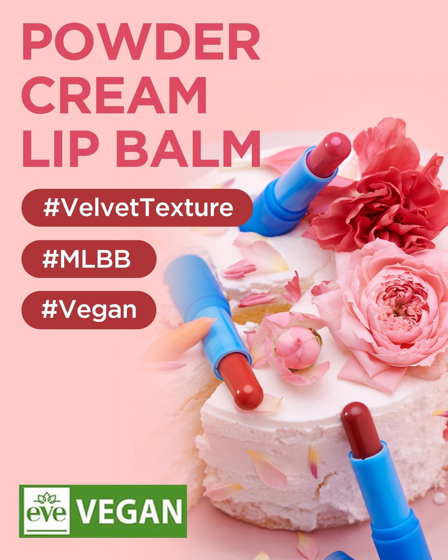 [TOCOBO] Powder Cream Lip Balm 032 Rose Petal 0.67 oz / 19g | Soft Matte Velvet Type Vegan Lip Balm & Creamy Powder Texture with