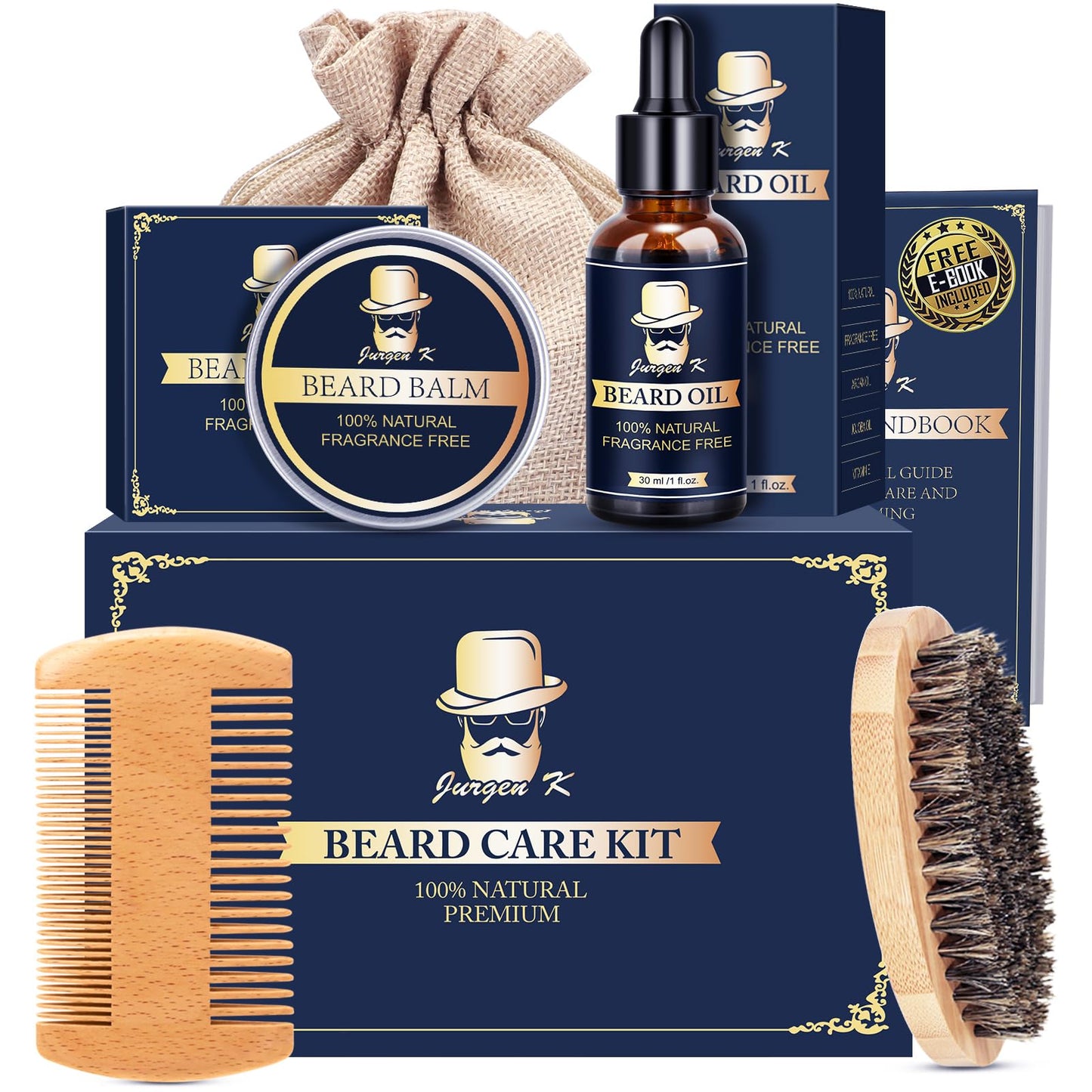 Gifts for Men, Beard Kit for Men's Daily Grooming, Moisturize & Soften Coarse, Dry Facial Hair, Anniversary & Wedding & Birthday Gifts for Him Boyfriend Husband Dad Brother Adult Son Male Friend
