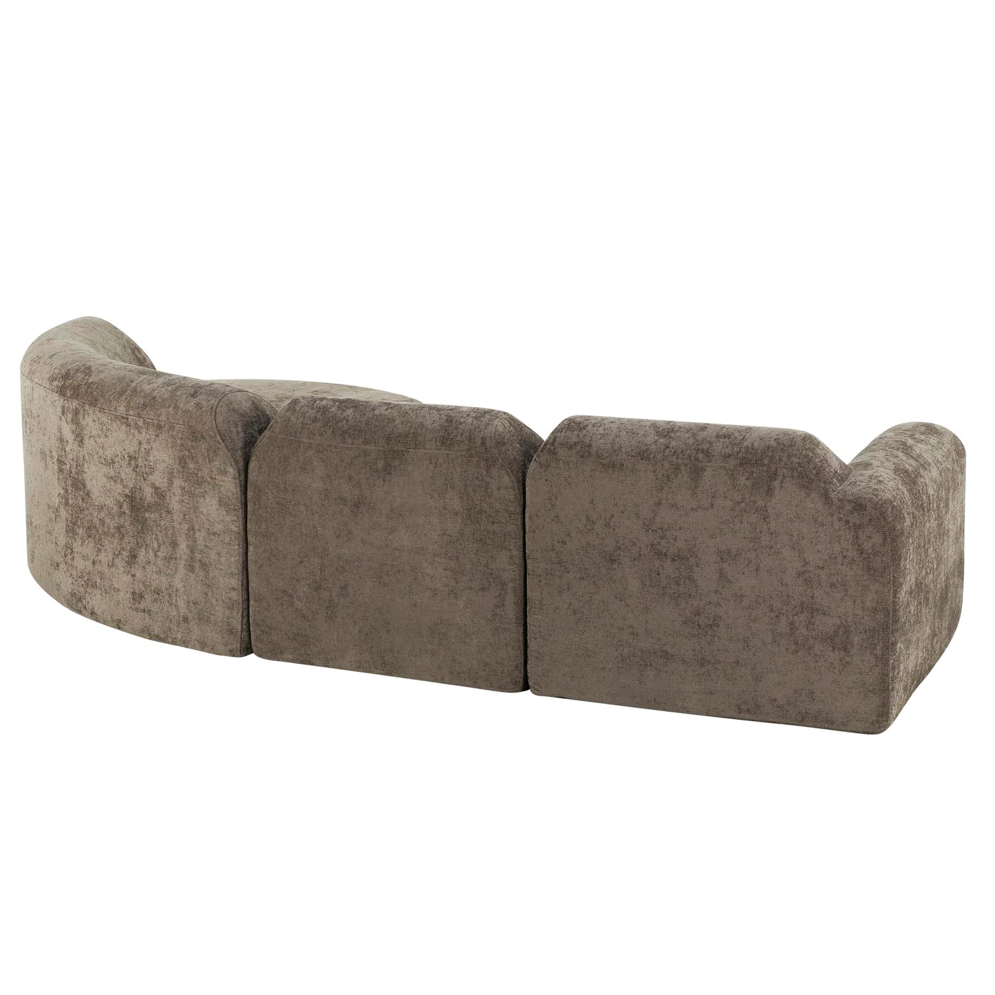 Merax Modern Curved Sectional Sofa with Ottoman, Couch 4-Piece Set High-Density Compressed Sponge, Fully Assembled, Right Hand Facing, Plush Deep Seat for Living Room, Lounge, Apartment, Dark Brown