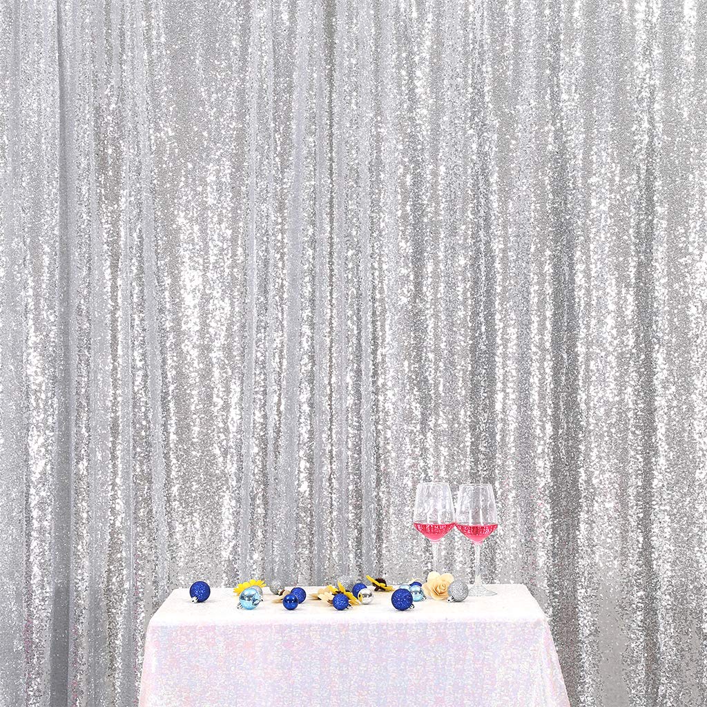 Eternal Beauty Silver Sequin Backdrop, 6X8 Ft Glitter Background Curtains For Shimmer Photography Party Wedding Birthday Back Dr