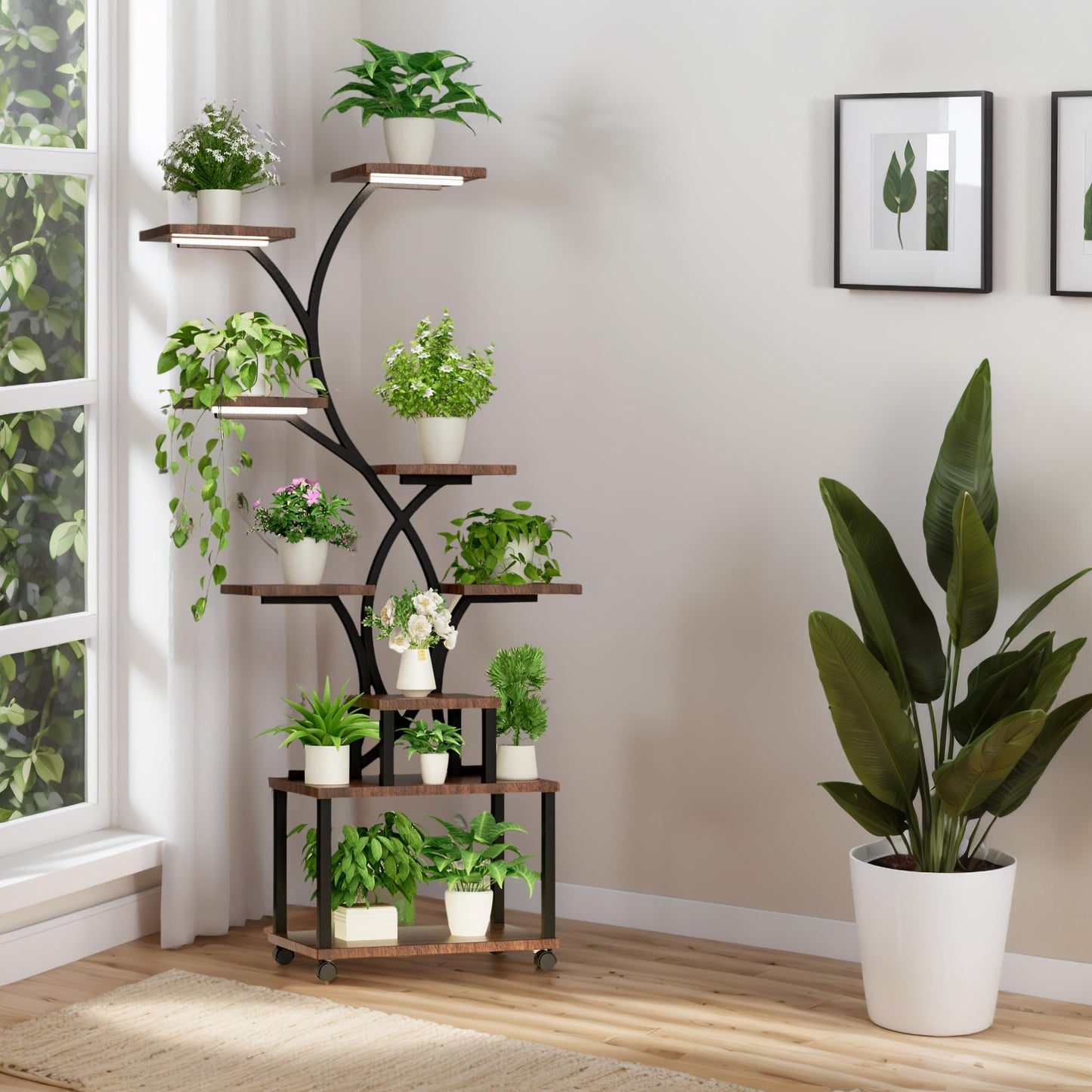 Artswish Plant Stand Indoor with Grow Lights, 8 Tiered Plant Shelves 63" Tall Plants Stands for Multiple Plants, Lighted Plants Stands Indoor Plants Rack for Living Room, Patio, Balcony