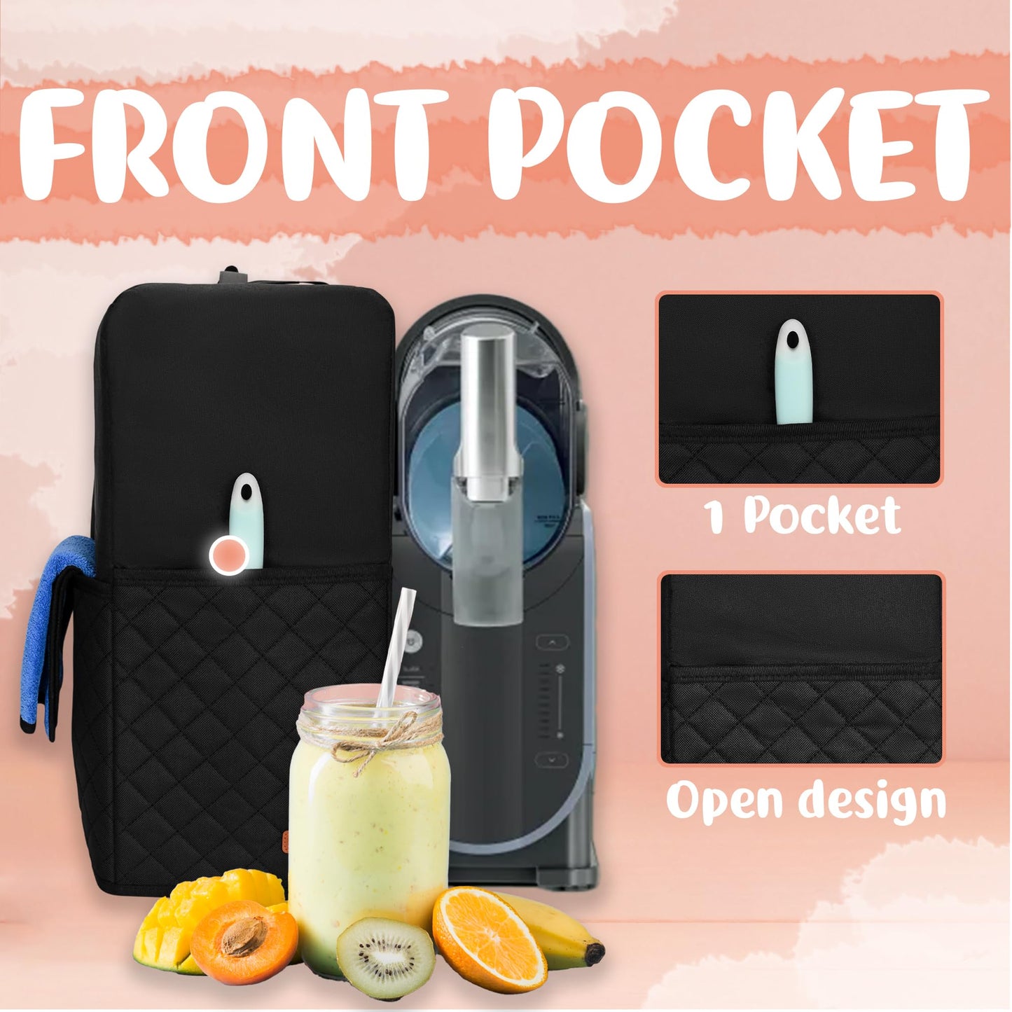 CROTIRAD Slushie Machine Cover for Ninja Slushy Frozen Drink Maker, Foldable Dust Cover for Ninja Slushie Machine, Easy Storage Fits Ninja Slushi Maker, Upgrade, Quilted Black