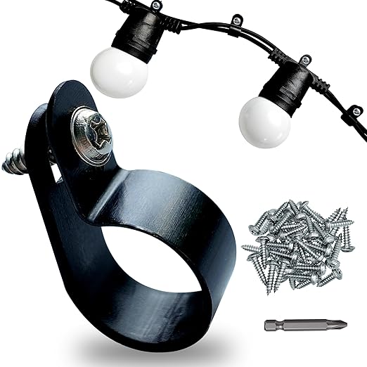 120 Pack 1/4 in Rope Light Clips Black,Rope Light Clips p-Style Mounting Clips Plastic Cable Clamps for Wire Managementt (Black-120p, 1/4)