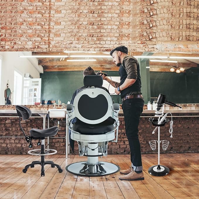 Vintage Barber Chair for Hairdressers Heavy Tattoo Shampoo Beauty Salon Equipment(Black)