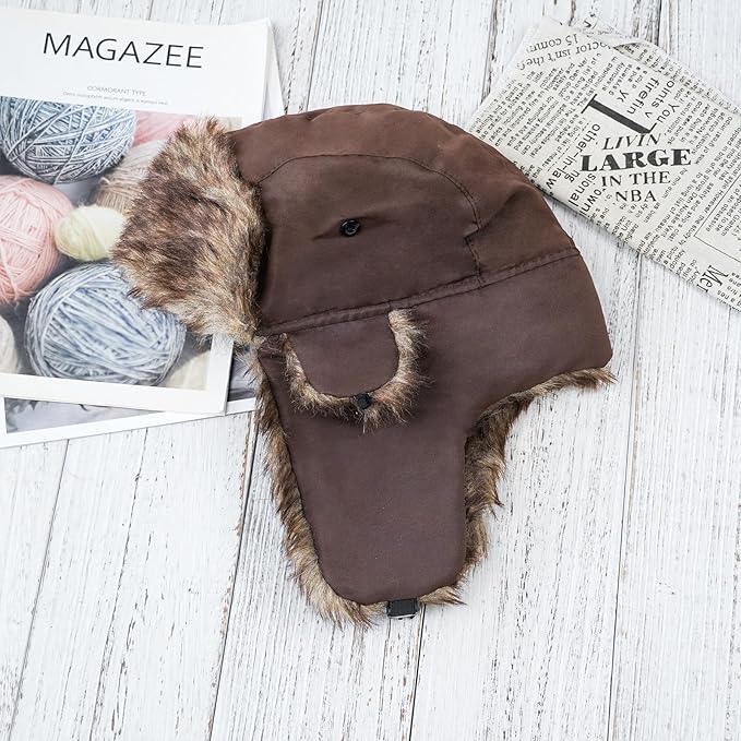 ONWAY Trapper Hat Winter Hats for Women Men with Faux Fur Ear Flaps