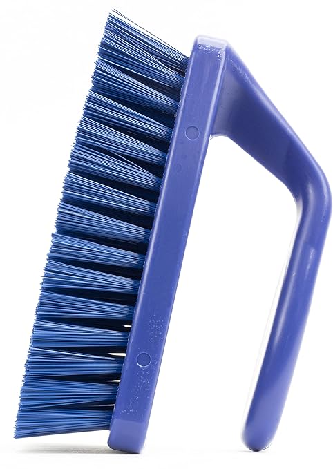 SPARTA Scrub Brush with Iron Shaped Handle and Stiff Bristles, Heavy Duty Scrubber Brush for Kitchen, Bathroom, Shower, Tile, Sink, Carpet and Bakepans, Polypropylene, 6 Inches, Blue