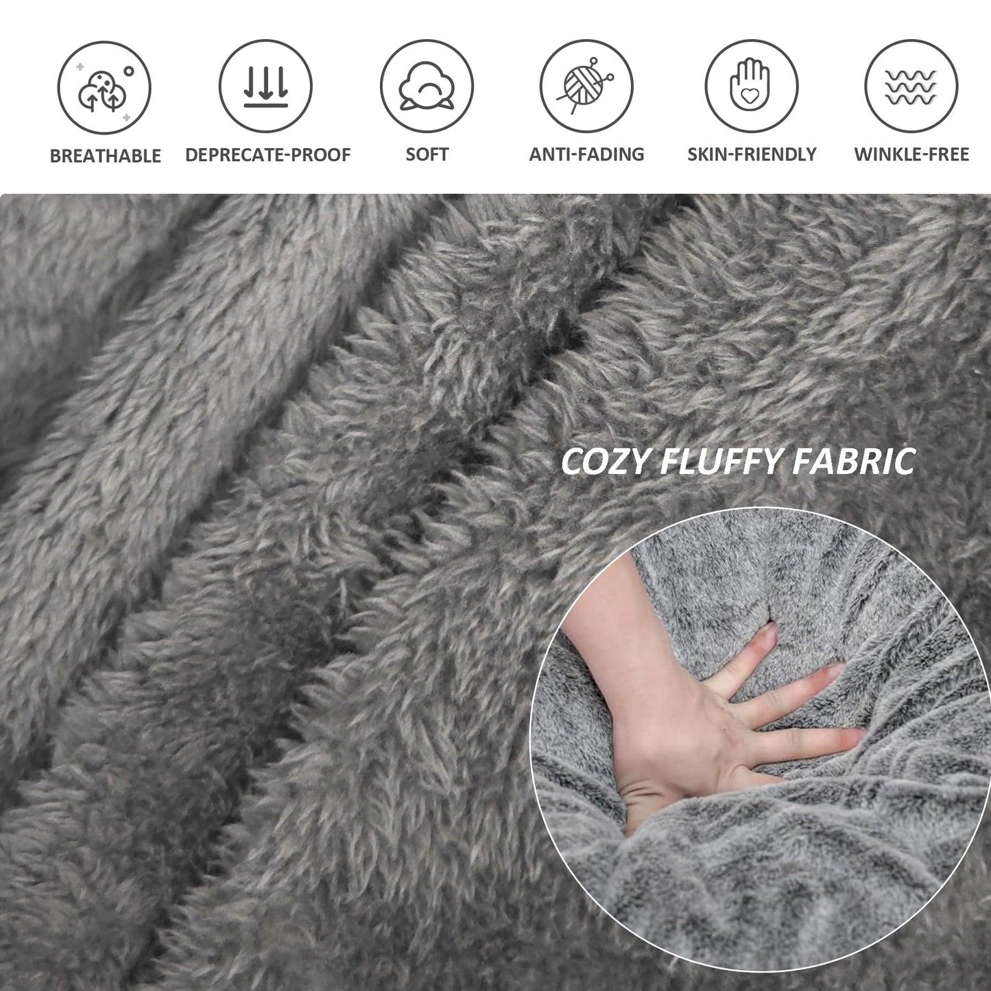 FANNIEHOME Big Beanbag Chair for Adults and Kids No Filling Comfy Cover for Lazy Sofa Bedroom Floor Chair, Dark Grey, 7FT