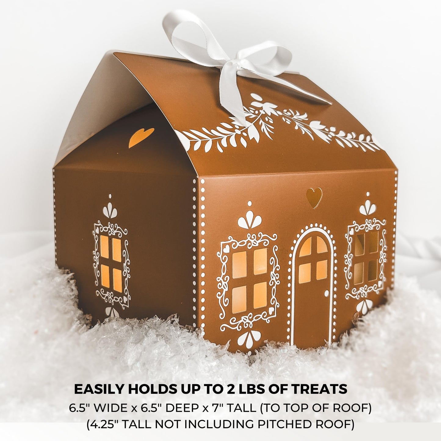 Karentology 20 Pcs Gingerbread House Shaped Gift Boxes for Treats, Desserts, Fancy Cookie, White Gable Bakery Packaging for Housewarming Holiday Christmas Valentines Halloween