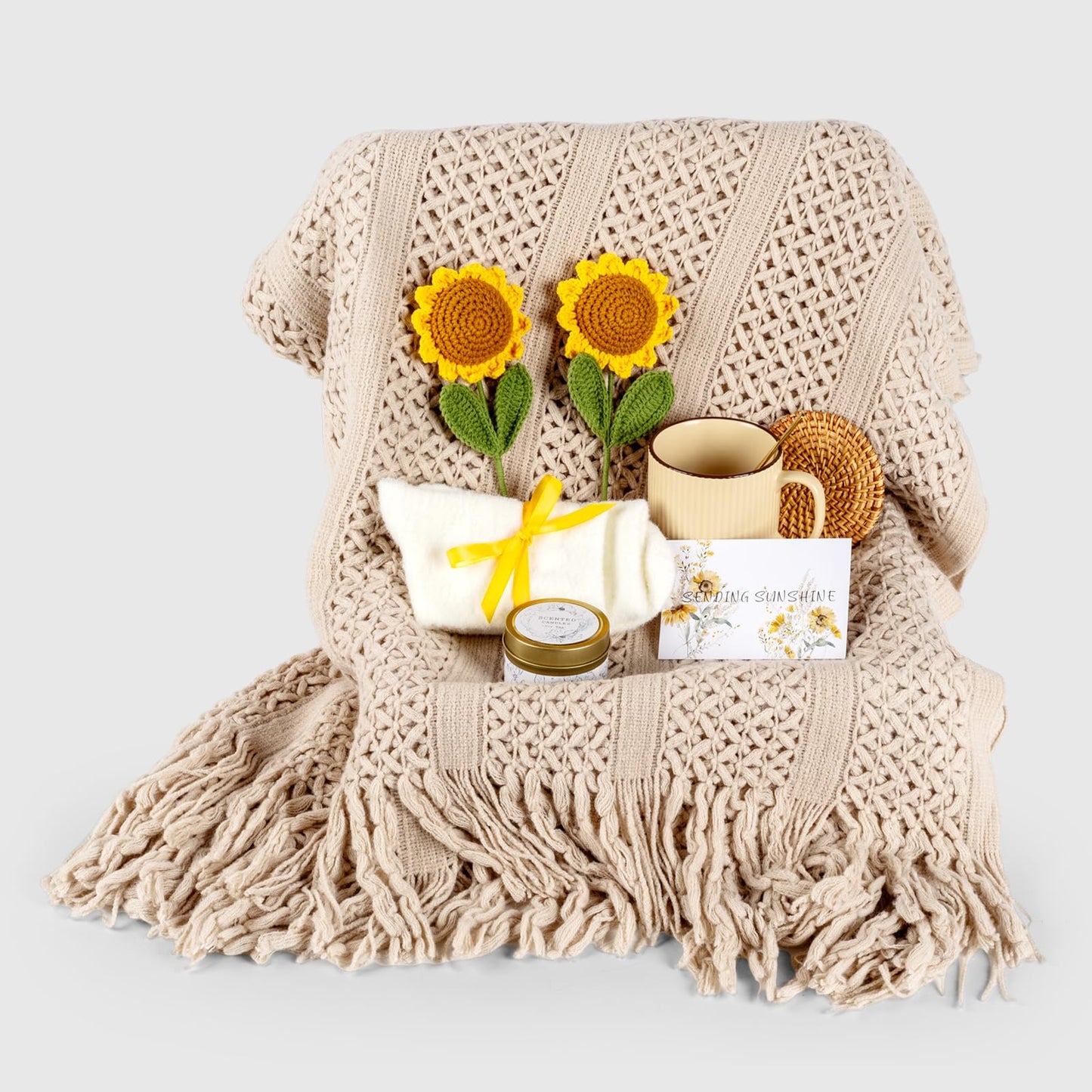 Birthday Gifts for Women, Self Care Gifts Baskets for Women, Get Well Soon Gift Baskets Care Package for Her, Mom, Sister, Best Friend, Wife, Girlfriend, Coworker, Sending Sunshine Sunflower