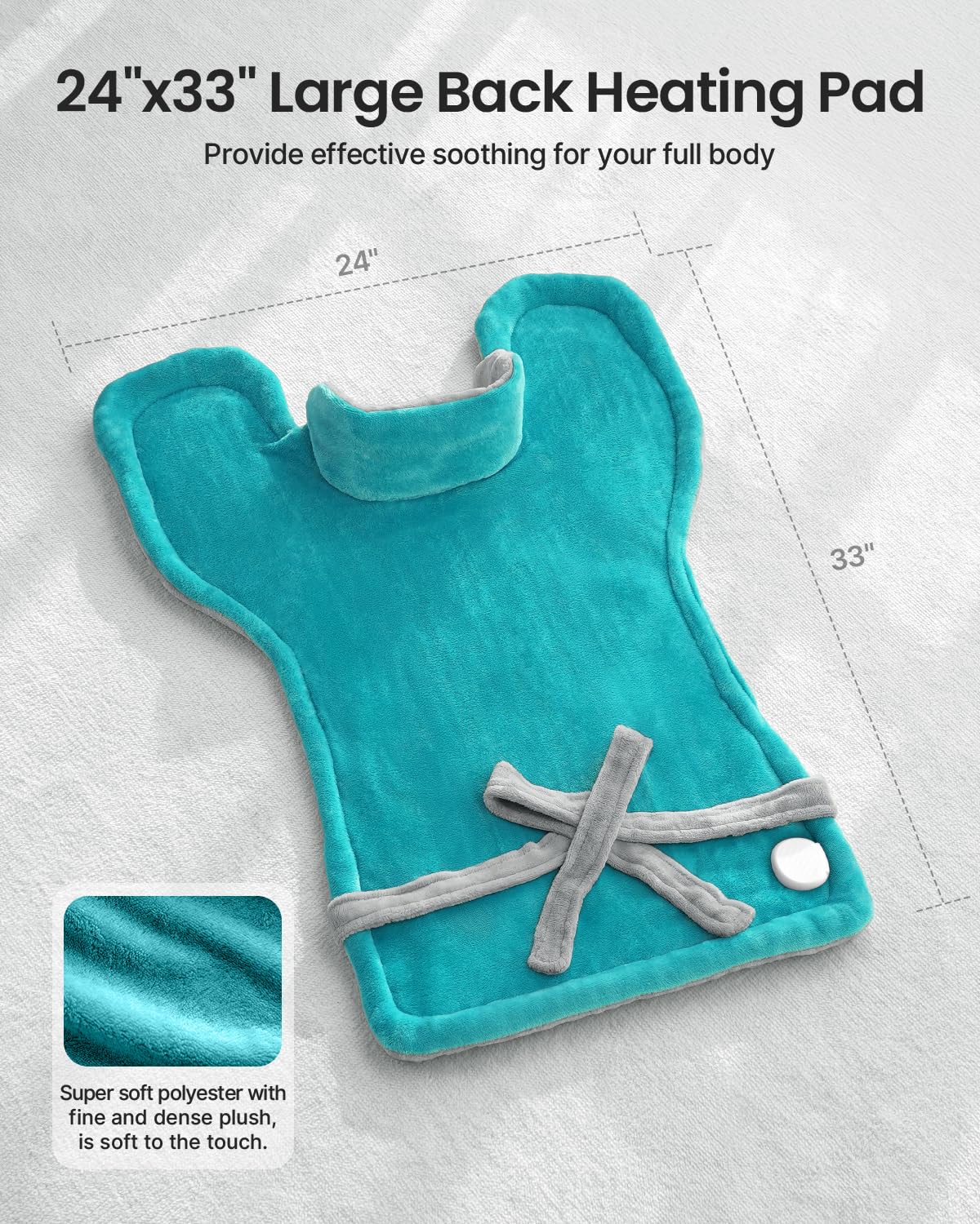 RENPHO Heating Pad for Back Pain Relief, Valentines Day & Birthday Gifts for Her Him Men Women, FSA Eligible, Edge Weighted Electric Heat Pad for Neck and Shoulder, ETL Certified, 24"x33", Gray Green