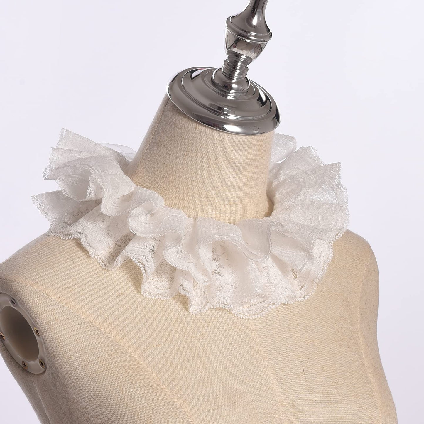 Vintage Lace Ruffled Multi-layer Detachable Collar Victorian Edwardian White Costume Neck Collar Unisex