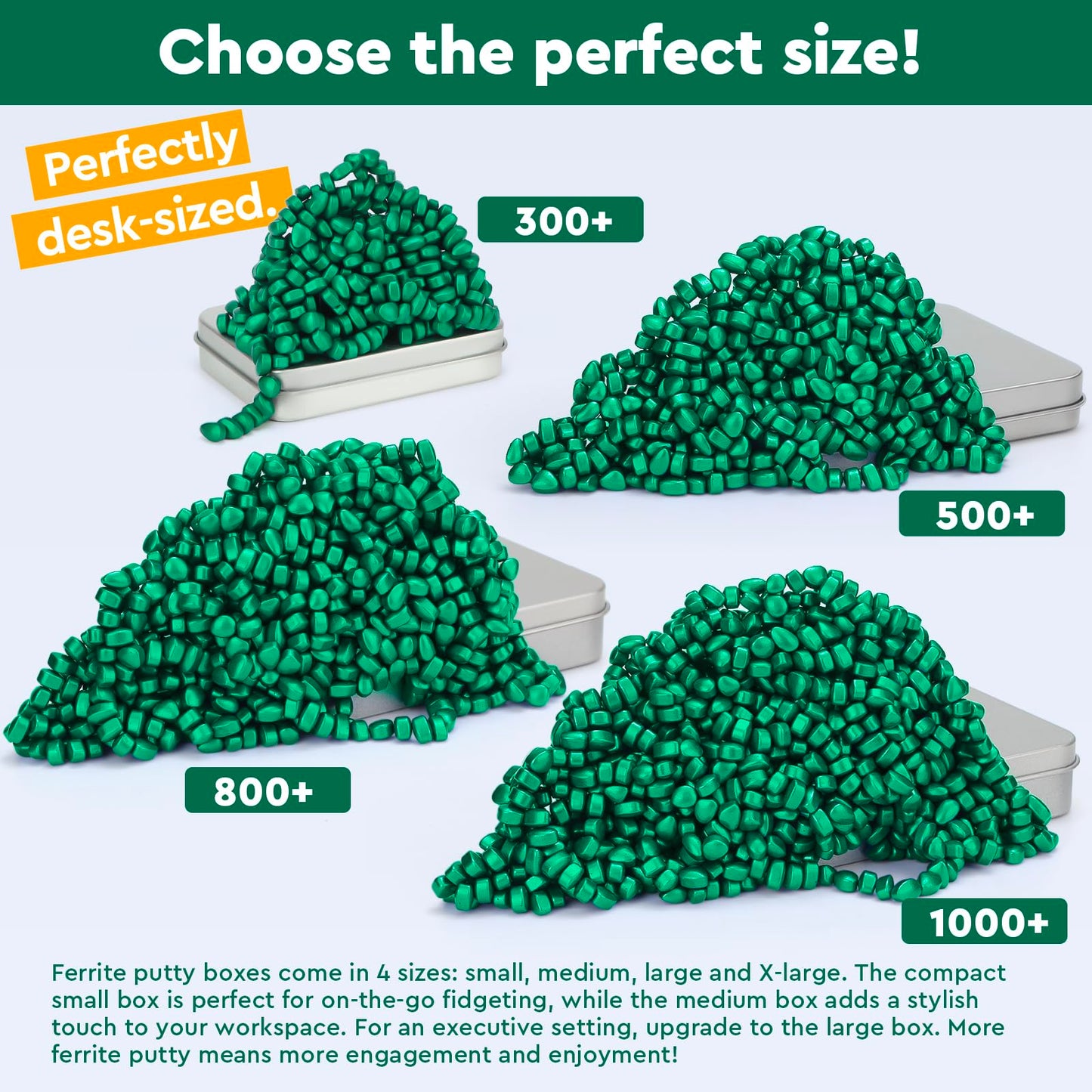 DYRDM 1000+ Original Ferrite Putty Green, Fidget Toy Ferrite Stones for Stress Relief, Sensory Toy for Adults & Teens 14+, Holiday Stocking Stuffer, Ferrite Rocks Fidget Present for Office