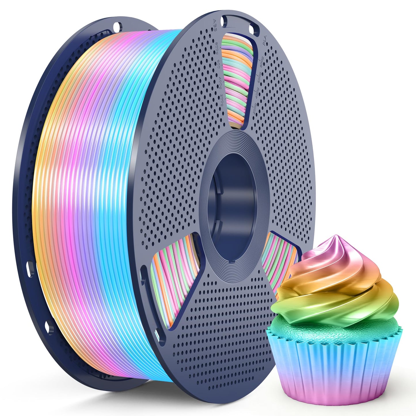 SUNLU Silk Rainbow PLA Filament 1.75mm, Multicolor Gradient 3D Filament, Neatly Wound Shiny Silk 3D Printer Filament, Dimensional Accuracy +/-0.02mm, 1KG Spool(2.2 lbs), Rainbow Silk 04