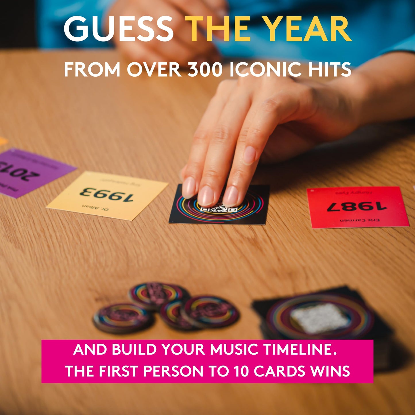 Jumbo Hitster - The Music Party Card Game, Fun Music Quiz Card Game, 2-10 Players - 300 Plus Iconic Music Hits - Great for Adult and Family Game Night
