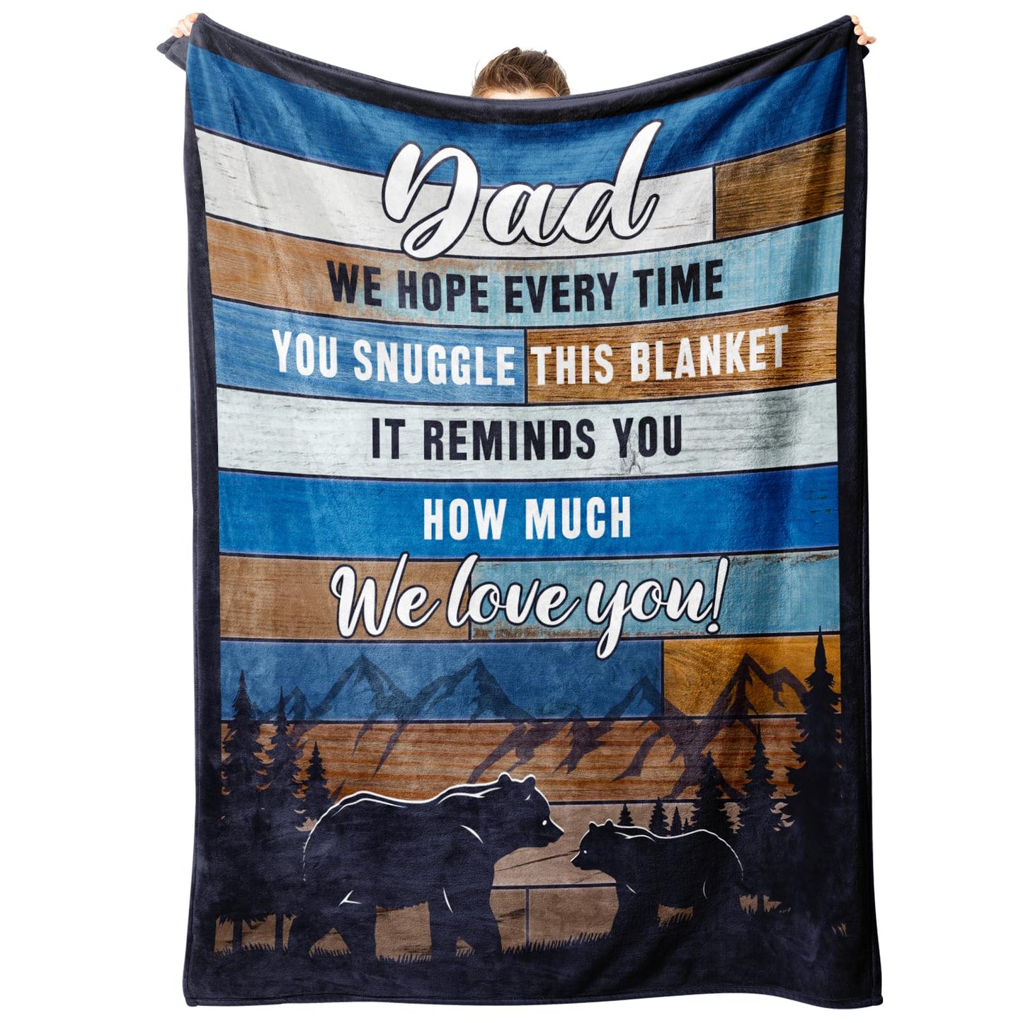 Afterprints Dad Blanket, Gifts for Dad on Fathers Day, Birthday, Father Gifts from Daughter Son, We Love You Soft Throw Blankets 50" x 60"