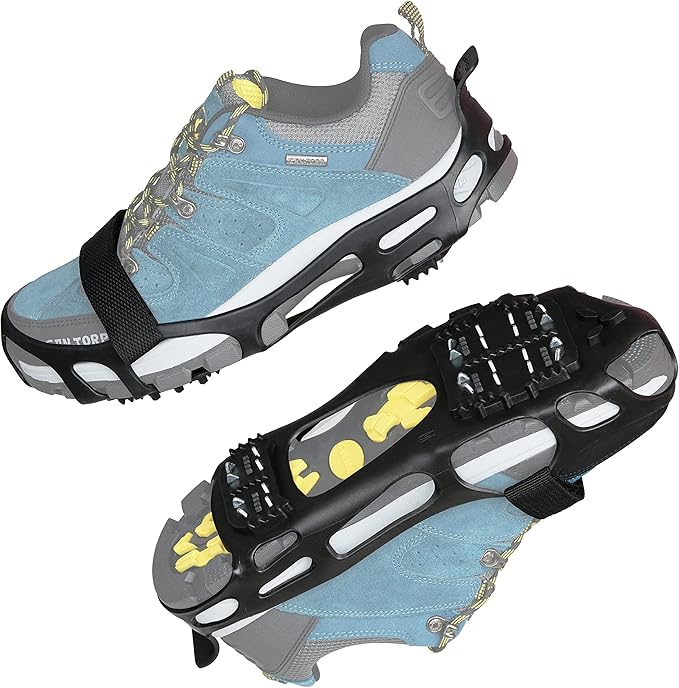 Ice Cleats Crampons for Shoes and Boots Anti Slip Snow Cleats Ice Shoes Grippers 24 Studs Crampons for Hiking Boots Women ...