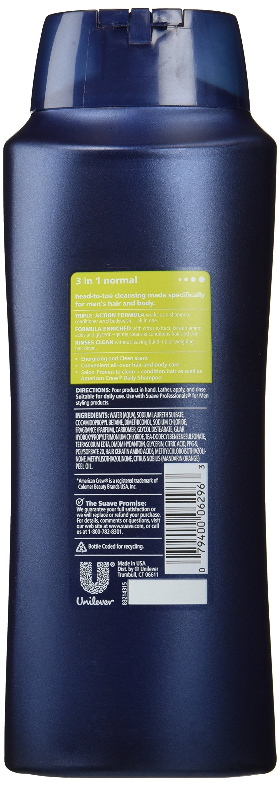 Suave Men 3 in 1 Shampoo Conditioner and Body Wash Citrus Rush 28 oz - Pack of 1