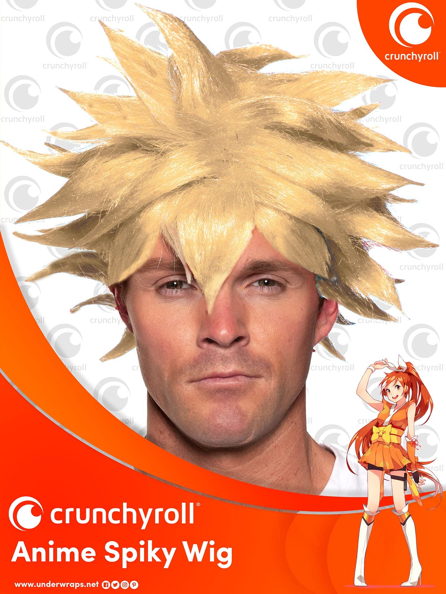 UNDERWRAPS Men's Officially Licensed Crunchyroll Anime Blonde Spiky Wig