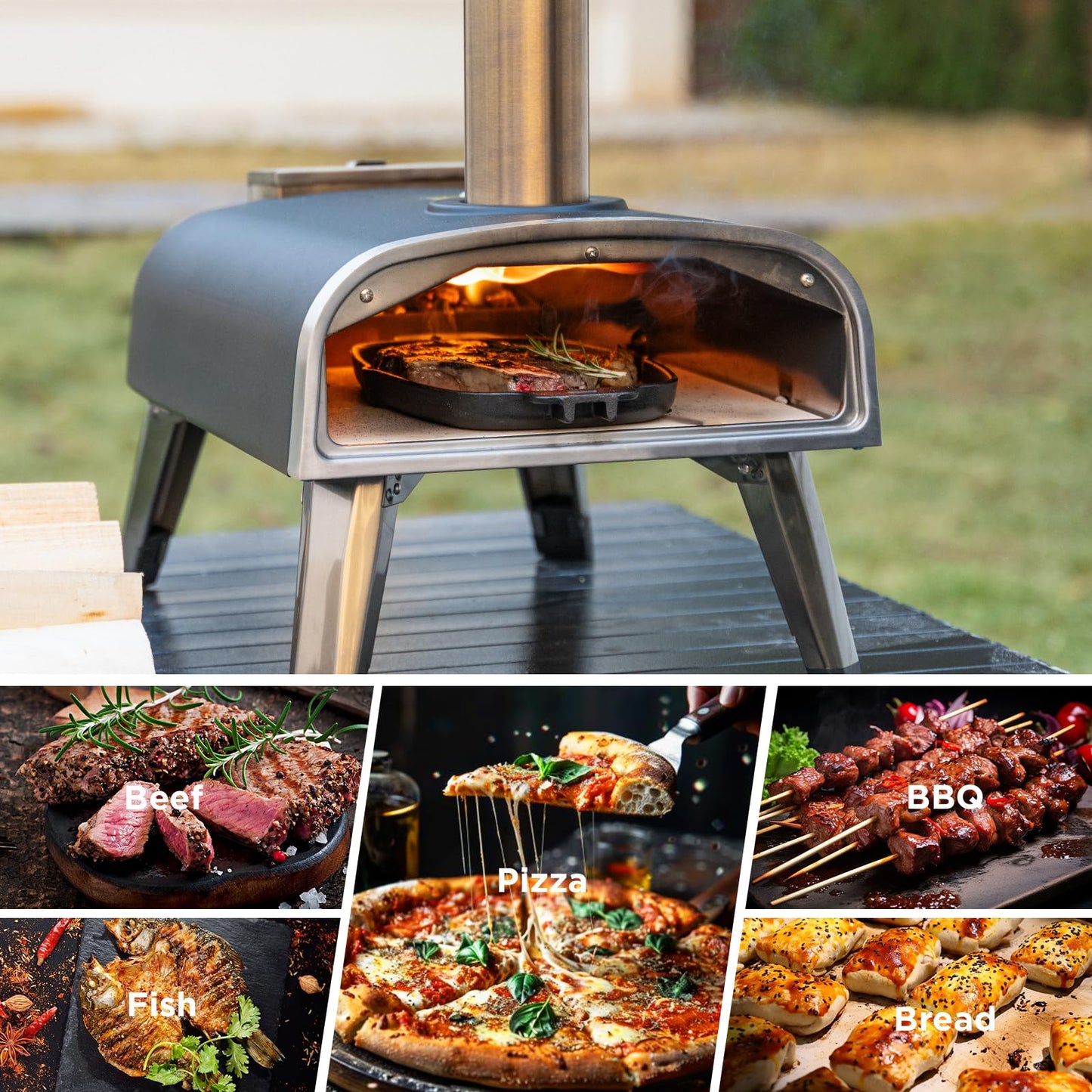 aidpiza Pizza Oven Outdoor 12" Wood Fired Pizza Ovens Pellet Pizza Stove for outside, Portable Stainless Steel Pizza Oven for Backyard Pizza Ovens