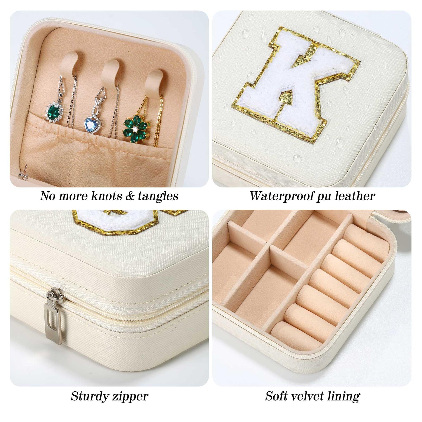 Parima Travel Jewelry Case - White Gift for Female Friends and Bridesmaids - Self Care, Birthday and Bride Gifts