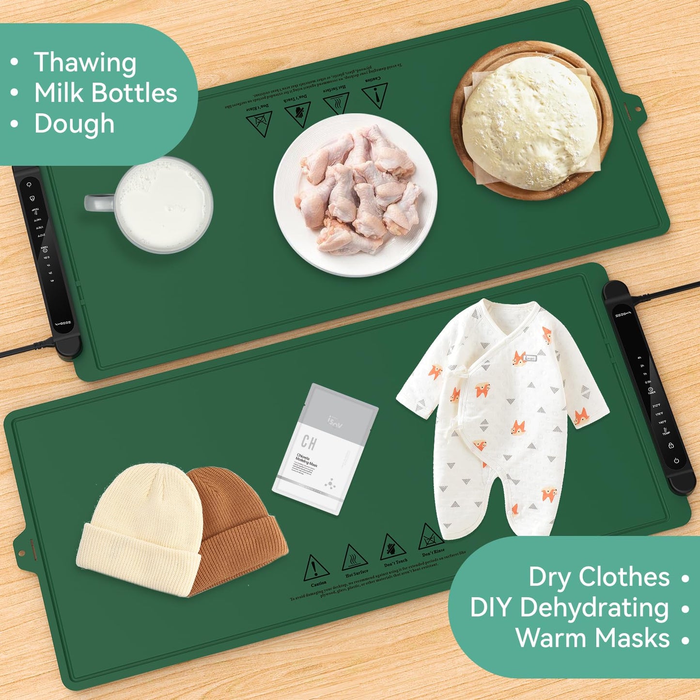 Warming Mat for Food Extra Large: 36"X16" Adjustable Silicone Food Warming Mat Heating Pad Food Warming Pad for Kitchen Counter Warming Trays for Buffets Party Hot Plates for Countertop Gifts Green