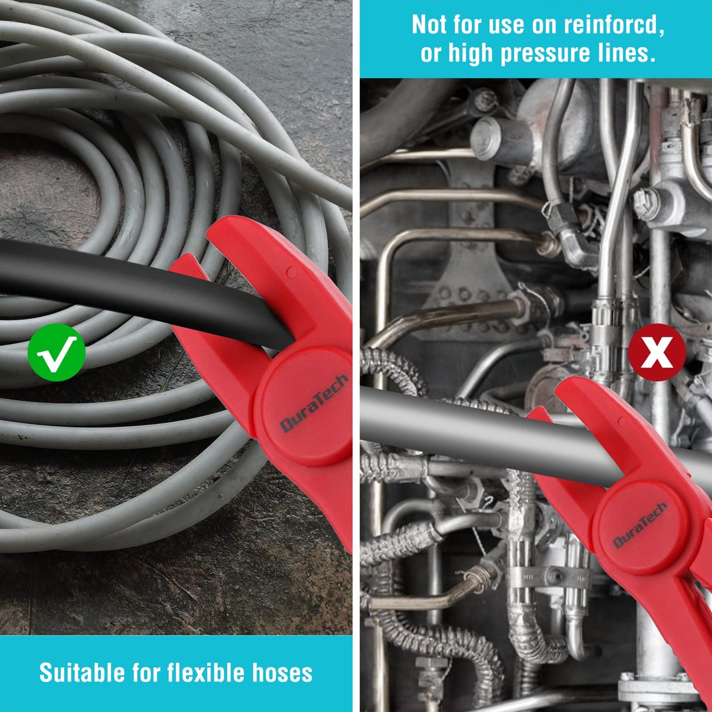 DURATECH 6-Piece Hose Clamp Set, Pinch Clamp Pliers for Flexible Hoses, Fuel, Gas, Brake & Radiator Lines