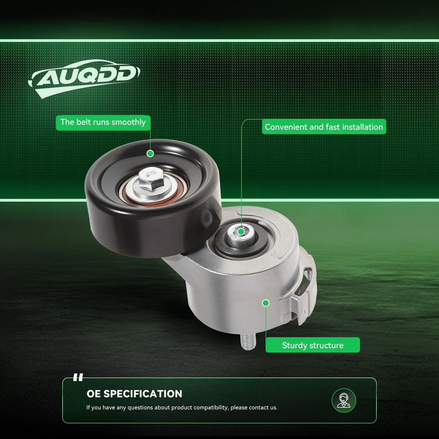 AUQDD 49385 Belt Tensioner and Pulley Assembly (For 3.0L 2986cc 182Cid) Fit For 95-97 Ford Aerostar 07-14 Mustang 92-08 Ranger 93-07 Taurus /94-08 Mazda B3000 /93-05 Mercury Sable (38114 38385)