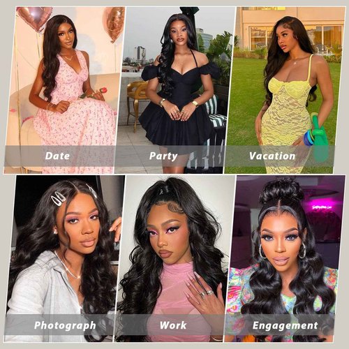 12A Human Hair Bundles with Closure Frontal 18 18 18 18 Body Wave 4 Bundles - Brazilian Quick Weave Hair Extension Real Human Hair for Daily Use