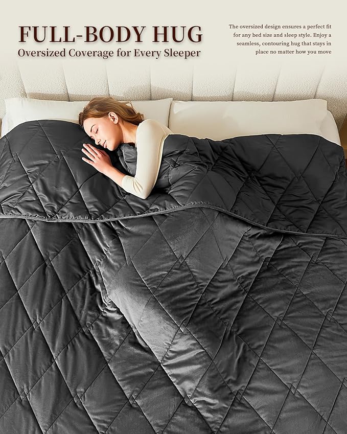 L'AGRATY Queen Size Weighted Blanket for Adults 15lbs, 60"x80" — Cooling Breathable Heavy Blanket with Glass Beads for Sleeping Perfect for Hot Sleepers & Couples Machine Washable All-Season Grey