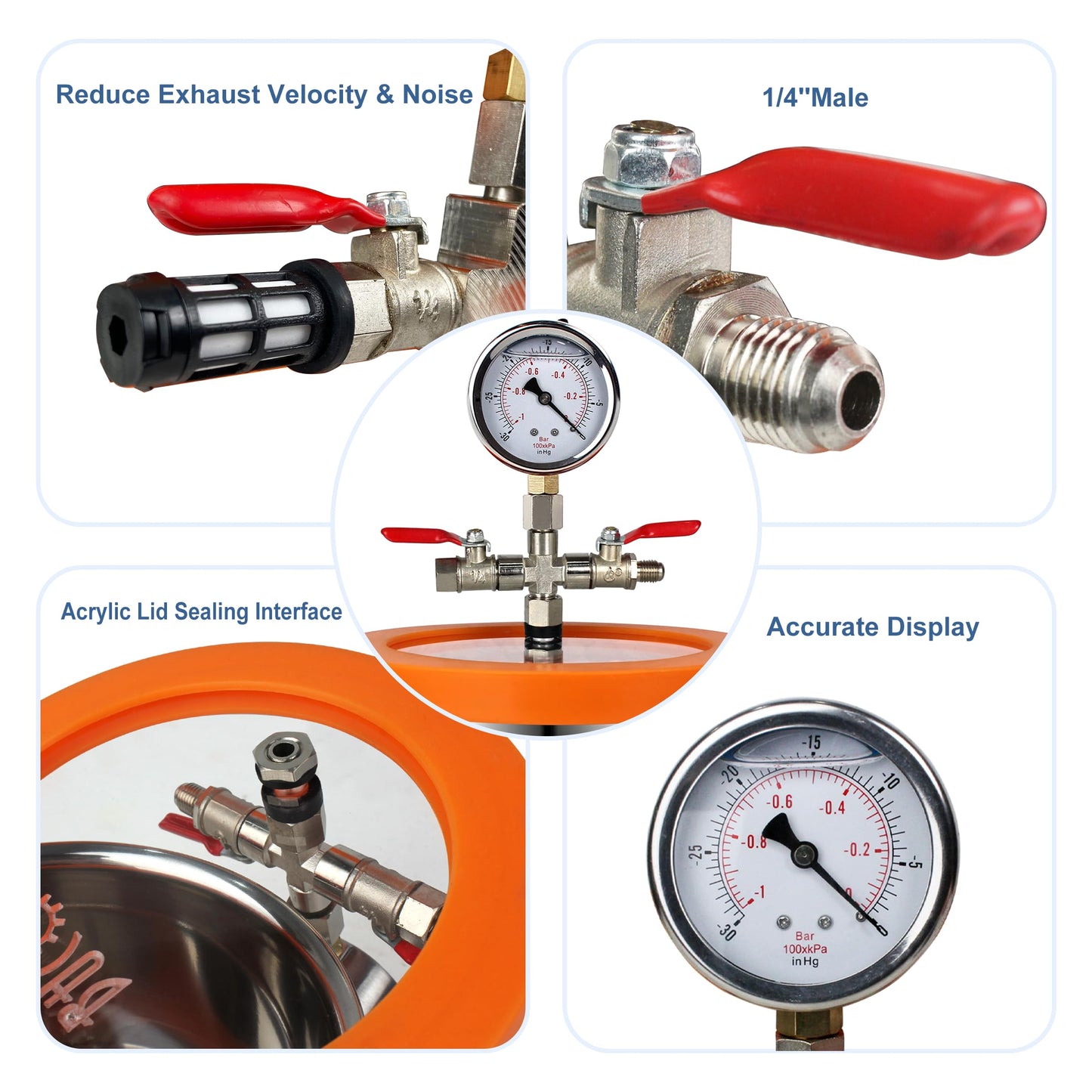 BACOENG Universal Vacuum Chamber Series: 2 Quart Stainless Steel Vacuum Chamber Kit, Vacuum Degassing Chamber for Resin, Silicone and Epoxies