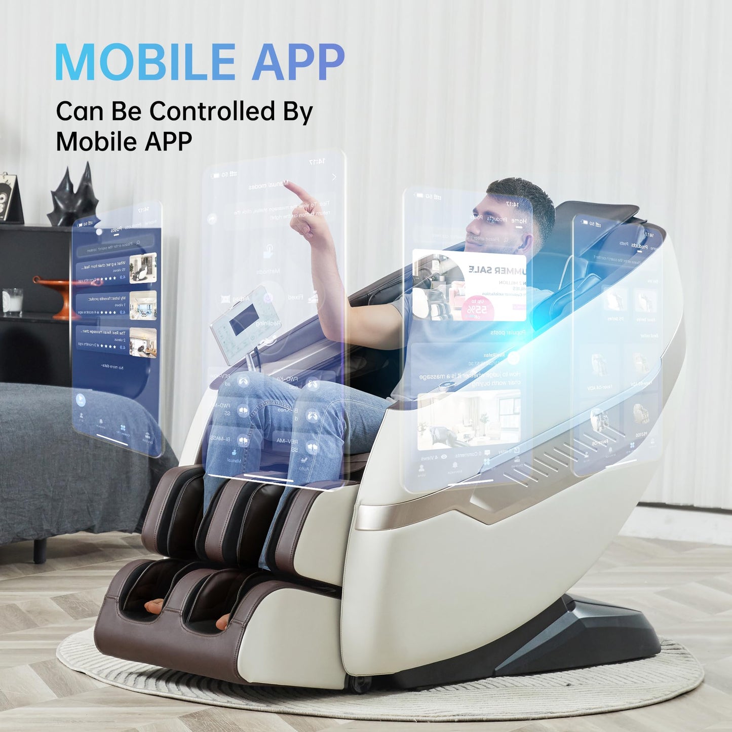 Real Relax Massage Chair, SL Track Full Body Zero Gravity Massage Chair Recliner with 18 Modes Yoga Stretch Blurtooth Heating APP Control, Favor 09 Brown