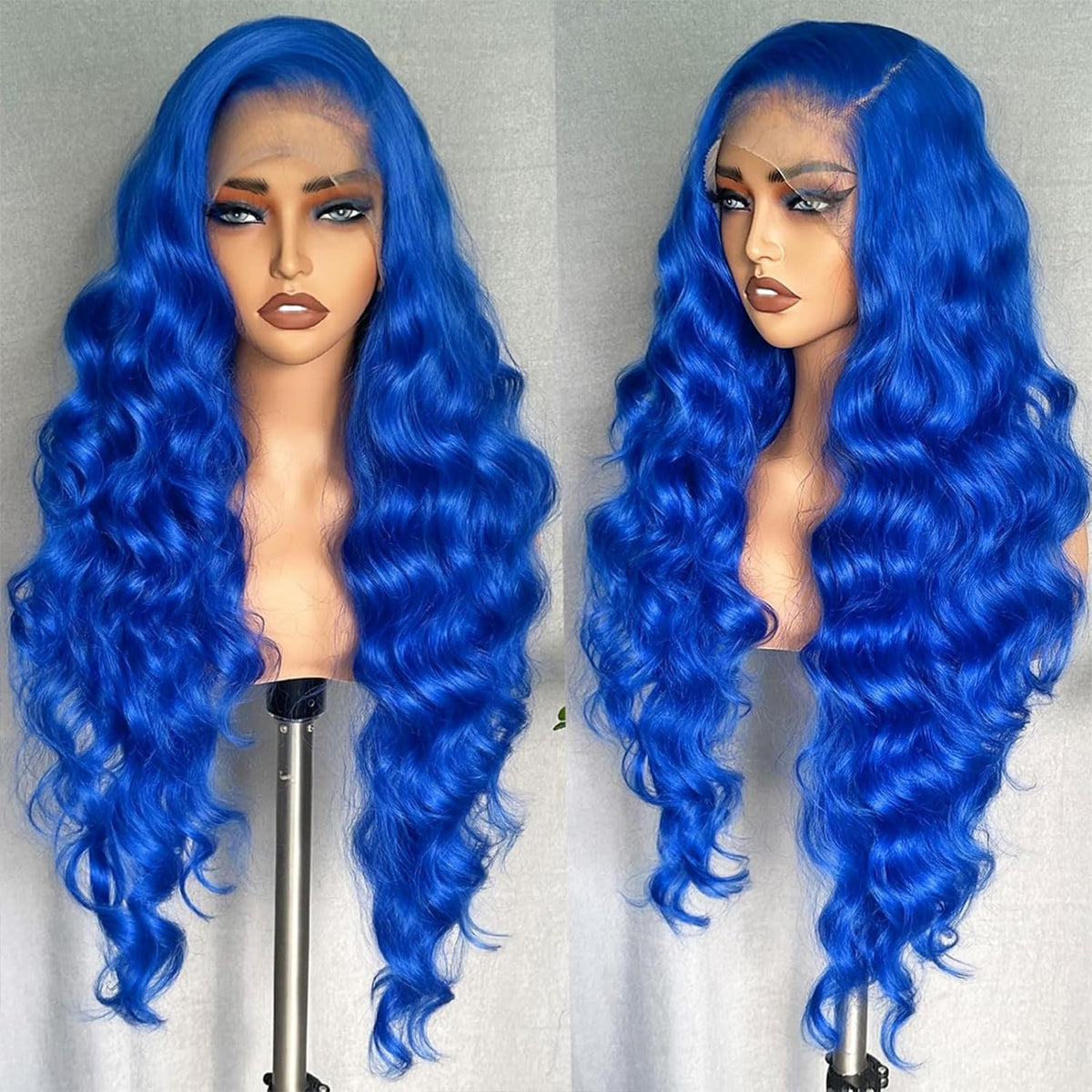 Shciyair Blue Human Hair Wig 30 Inch 13x4 HD Body Wave Lace Front Wigs Human Hair Pre Plucked 200 Density Blue Colored Human Hai