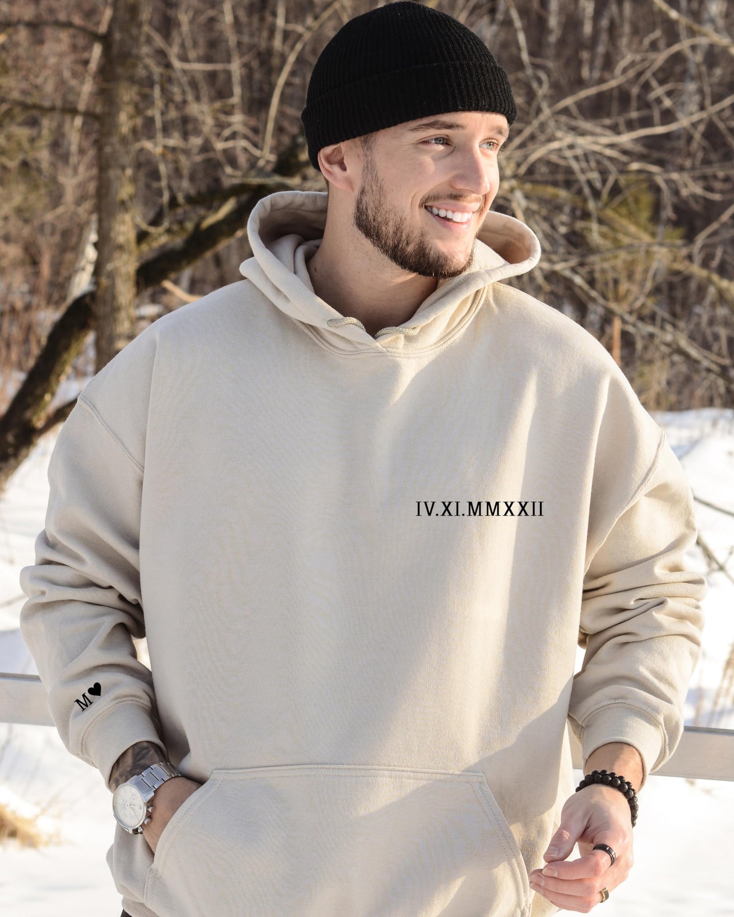 Merrvey Custom Roman Numeral Hoodie with Initial and Heart Matching Couple Hoodies Personalized Anniversary Initial Hoodie Date Valentines Day Gift for Couples Wedding Engagement Stuff