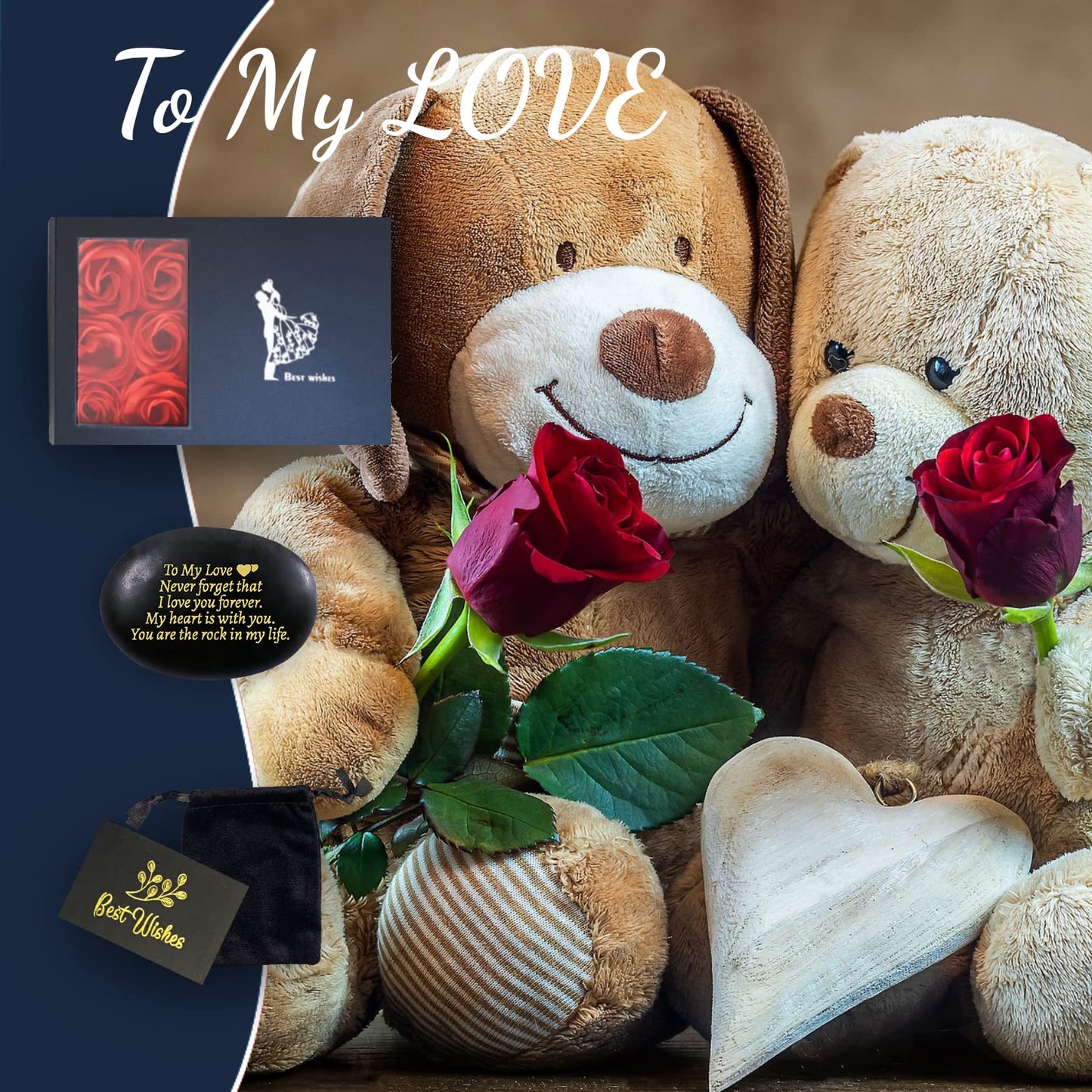Anniversary Wedding Gifts for Him Her Boyfriend Girlfriend Husband Wife, Unique Engraved Rock Gifts with Romantic Words, 2.3-3.5 inches Stones Gifts