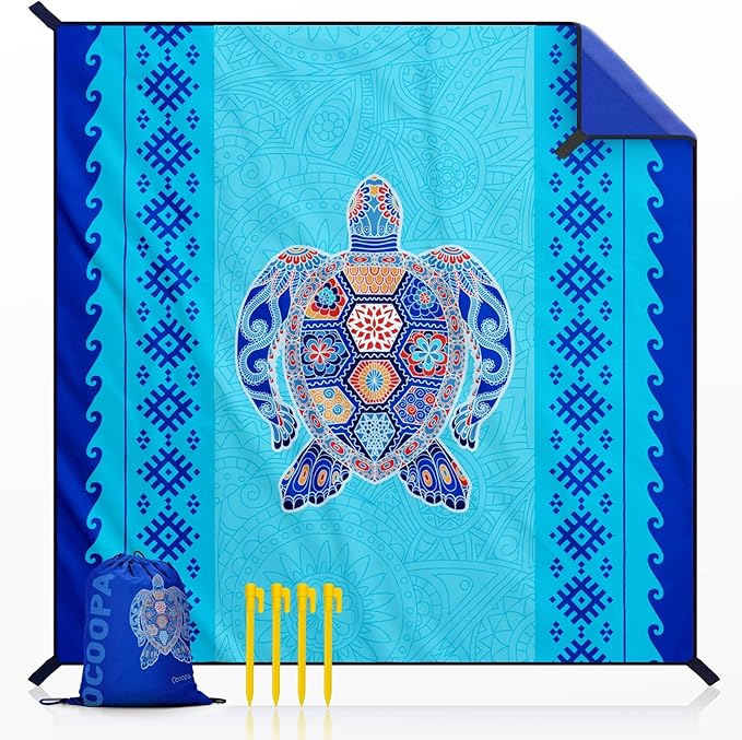 OCOOPA Beach Blanket Waterproof Sandproof, 10'X 9' Extra Large, Soft and Sturdy, Light Weight and Portable, Perfect for Be...