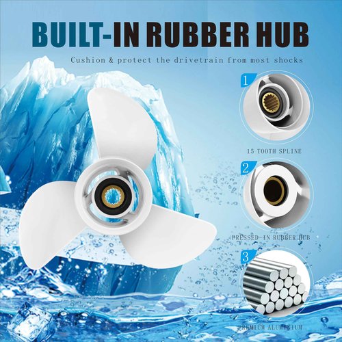 Gaoyeer 13x19-K Aluminum Outboard Propeller Compatible with Yamaha Outboard Engines 60HP 70HP 75HP 80HP 85HP 90HP 115HP 130HP,15 Tooth,RH,White Aluminum Outboard Propeller 6E5-45941-00-EL