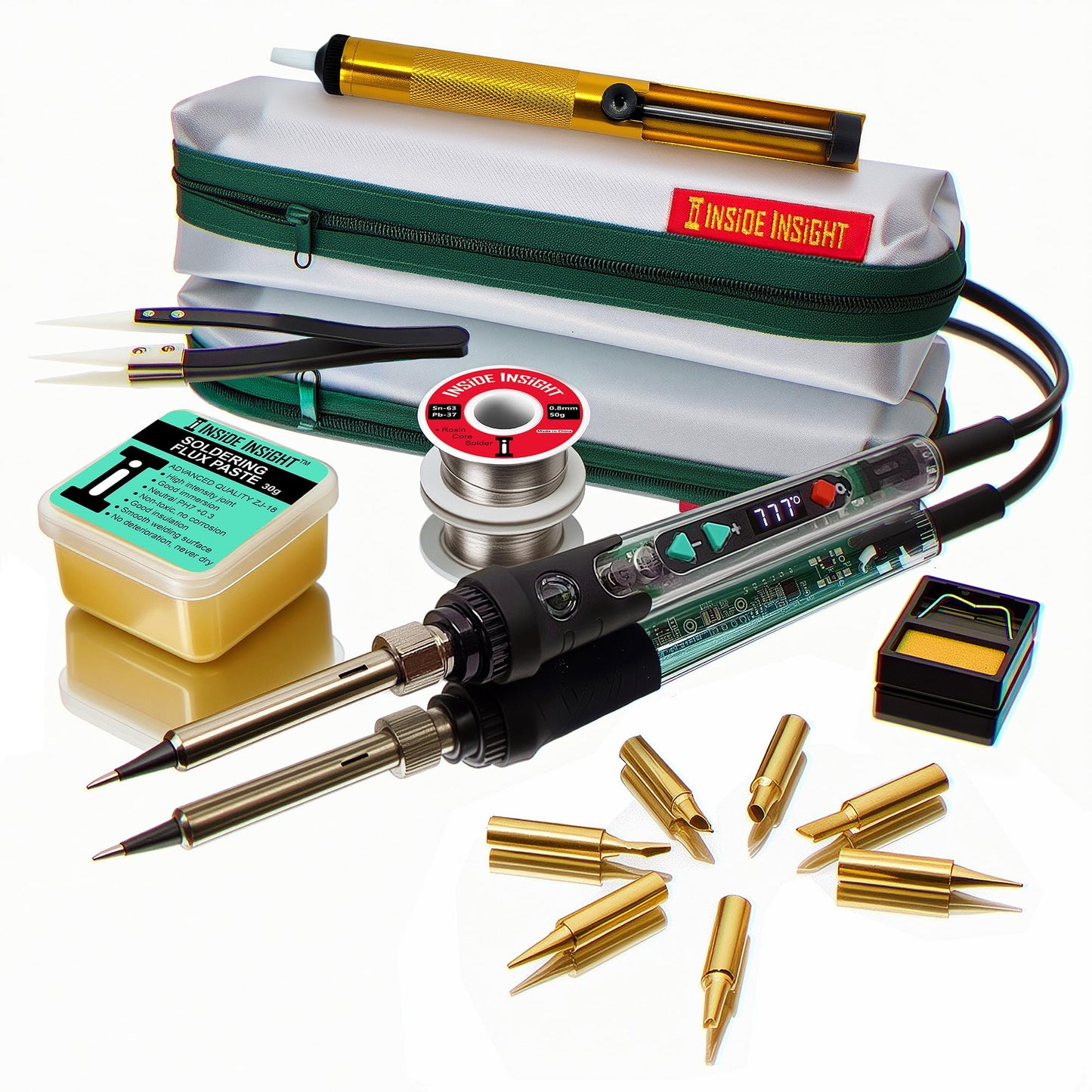 lnside lnsight 68W Adjustable Temperature Soldering Iron Kit | Clear Shell See-Through Solder Gun Tool | Complete Starter Set for Electronics, STEM & DIY Projects