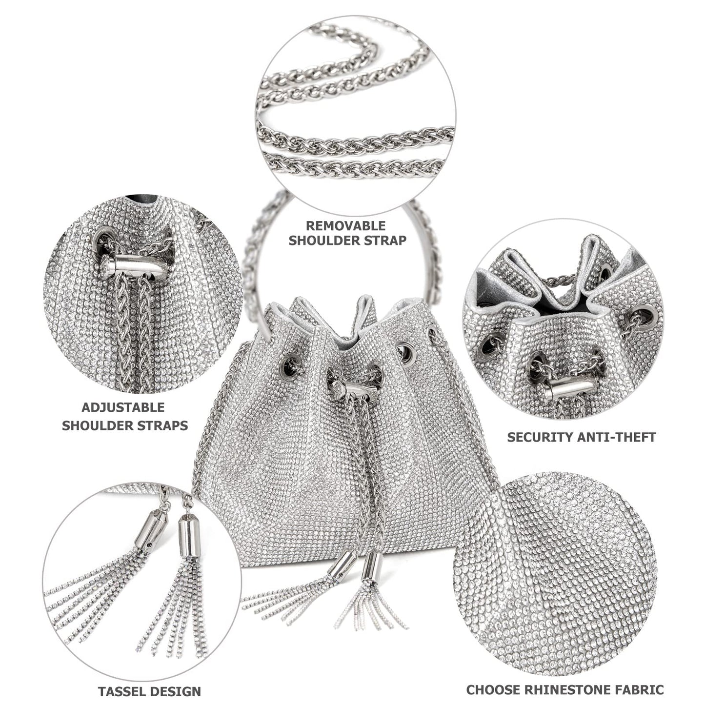 Sweetovo Bling Glitter Purses for Women Fashion Handbags Crossbody Bags Evening Luxury Bags for Party Prom