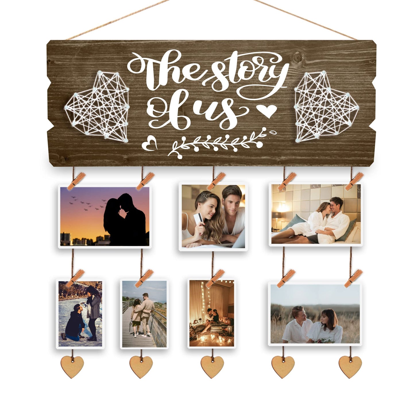 Yudarte Bridal Shower Gift for Bride - Wedding Engagement Gifts for Women Bride to Be - New Couples Picture Hanging Board with Clips and Twine