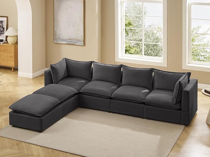 VANOMi Modular Sectional Sofa, Fully Modular Convertible Sleeper Sectional Couch with Reversible Chaise, 6 Seater for Living Room
