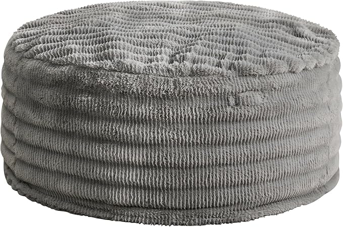 Hobestluk Bean Bag Chairs Beanbag Chair with Filler Adult Bean Bags with Fluffy Ripple Cover, Giant Bean Bag Chairs for Adults (Grey, 4FT - 44" x 44" x 24")