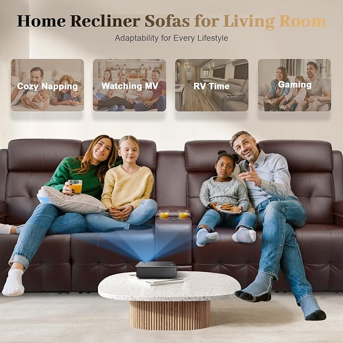 Aotolo Recliner Sofa, Massage Reclining Sofa 4 Seater Sets Heavy Weight Capacity, RV Loveseat Couch Clearance with Console, USB, Type C Port, Storage, Cup Holders, Wall Hugger Chair for Living Room