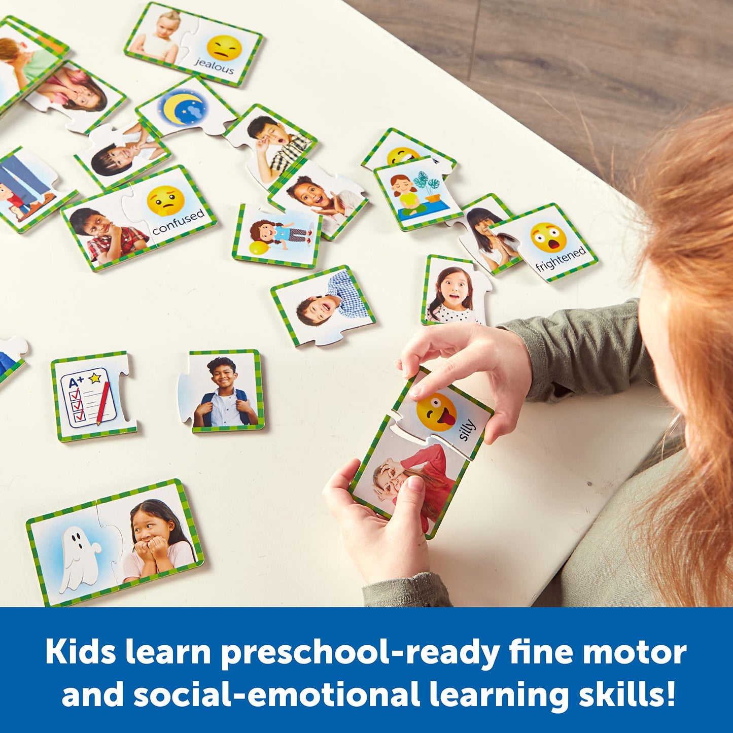 Learning Resources Feelings & Emotions Puzzle Cards, Social Skills, Autism Learning Materials, Speech Therapy Materials, Social Emotional Learning Toys and Games for Kids, 48 Pieces, Ages 3+