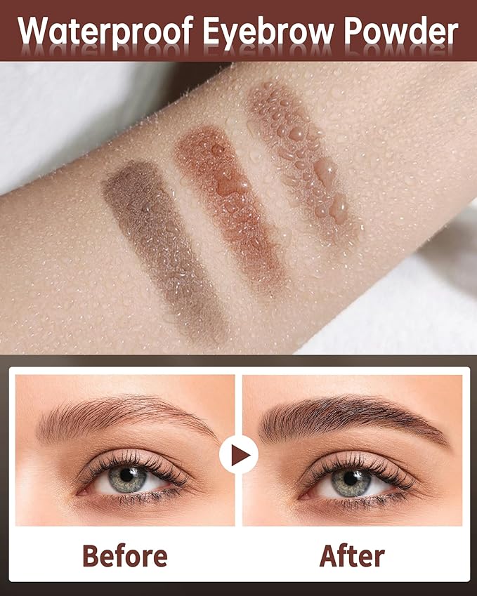 Eyebrow Powder Makeup Kit - Light Brown+Grey, 2 Color Eye Brow Powder Palette Waterproof Long-Lasting Brow Filler, Lightweight, Easy Blend, Natural Full Look with Brush, maquillaje para cejas-01