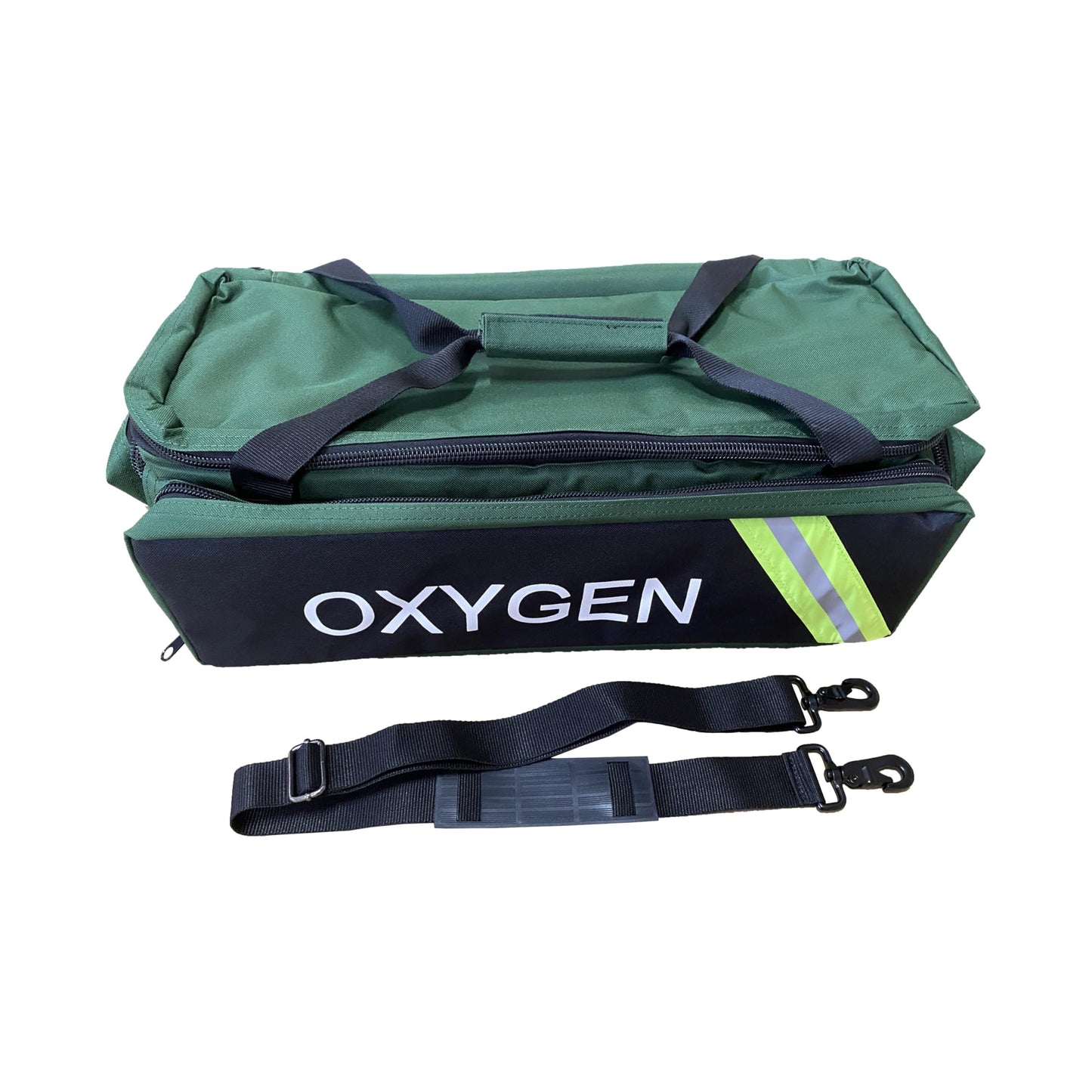 LINE2design First Responder EMS Oxygen Bag EMS Supplies - Standard O2 Medical Bag with Multiple Compartments & Shoulder Strap – Green