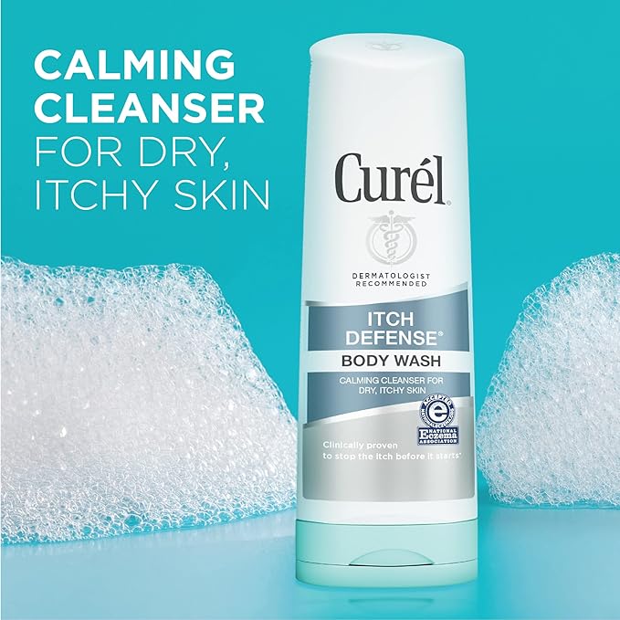 Curel Itch Defense In Shower Lotion for Sensitive and Dry Skin, 12 Oz + Itch Defense Body Wash, 10 Oz, Ceramide Moisturizer, Repairs Moisture Barrier, Body Care, Unscented (Pack of 2)