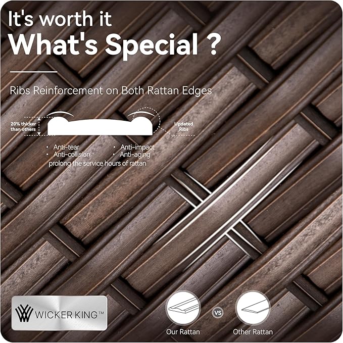 GREEN PARTY 11 Pieces Wicker Patio Furniture Set, All-Weather Outdoor Rattan Half-Moon Curved Patio Sectional Sofa Conversation Set 11 Seats with 4" Thick Cushions for Backyard, 2 x Ottomans (Blue)