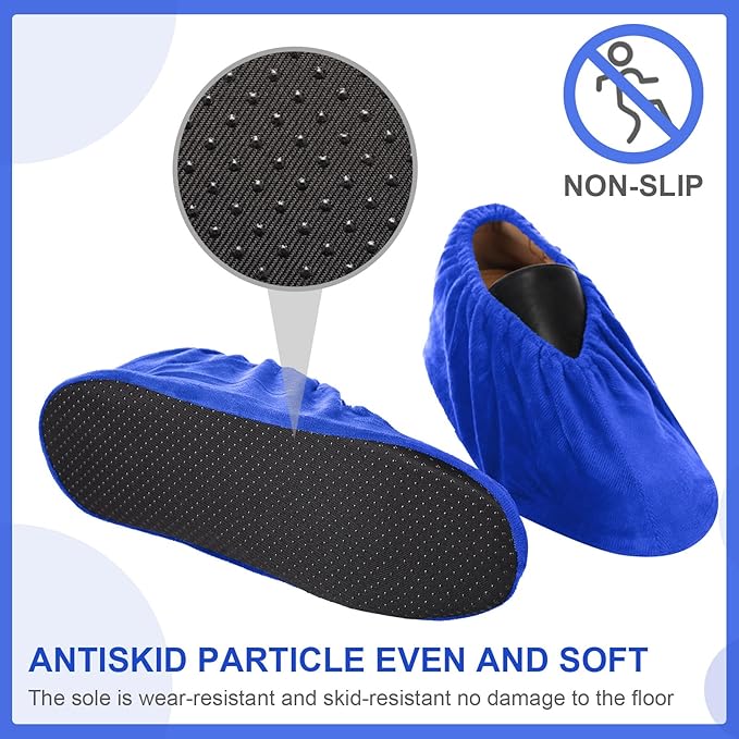 JaGely 11 Pairs Reusable Non Slip Cloth Shoe Covers Washable Thickened Boot Shoe Covers for Indoors and Households (Blue)